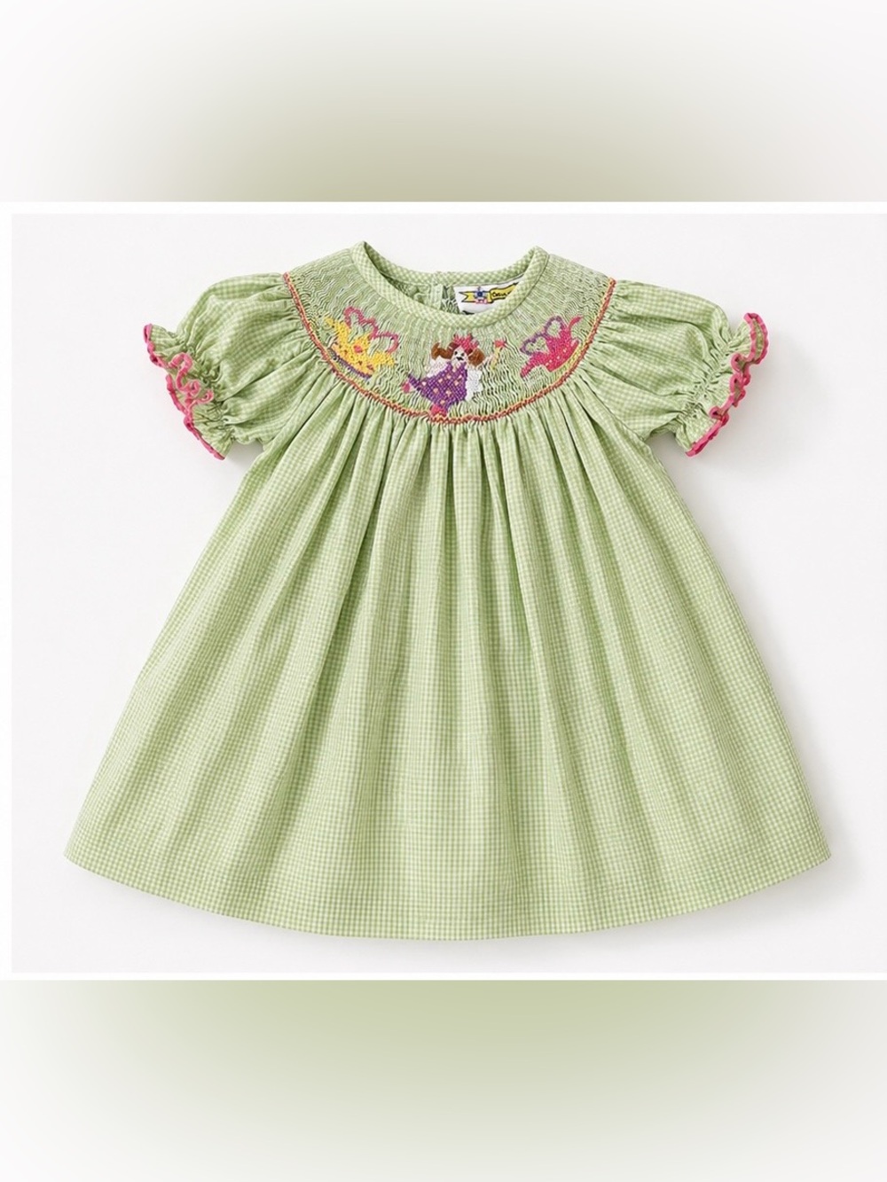 Castles & Crowns Smocked Fairy Princess Dress Green Gingham 18M Boutique
